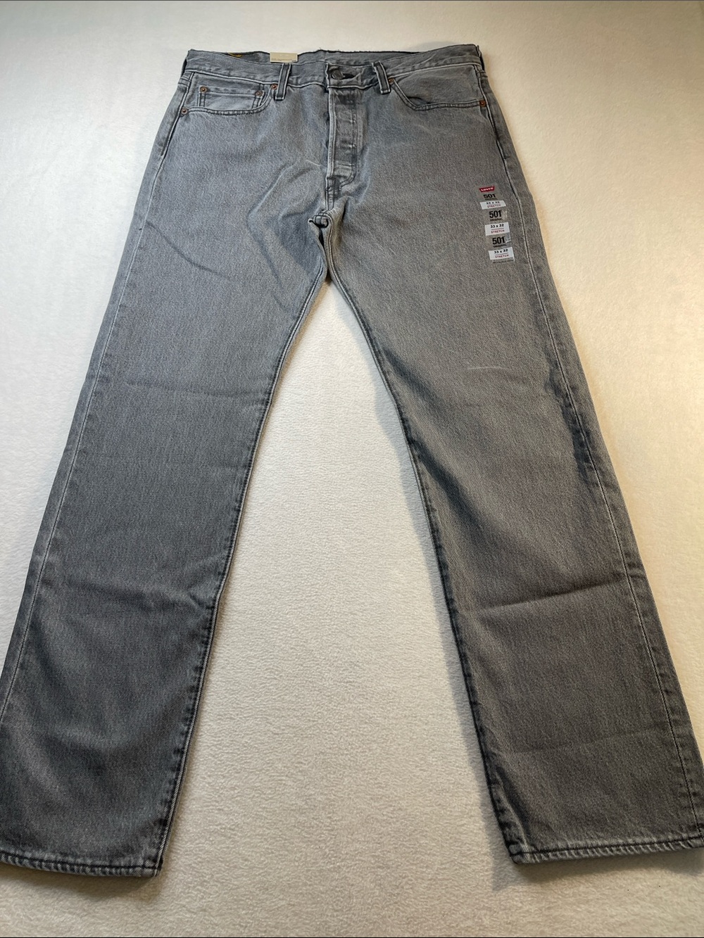 Levi's 501 BUTTON FLY Men's Straight Jeans in Light Gray Wash SIZE 33/32 NWT